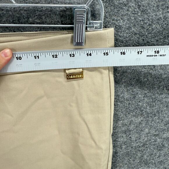 Calvin Klein Pants Women S Small Beige Mid Rise Flat Front Pull On Skinny Cotton - Picture 3 of 8